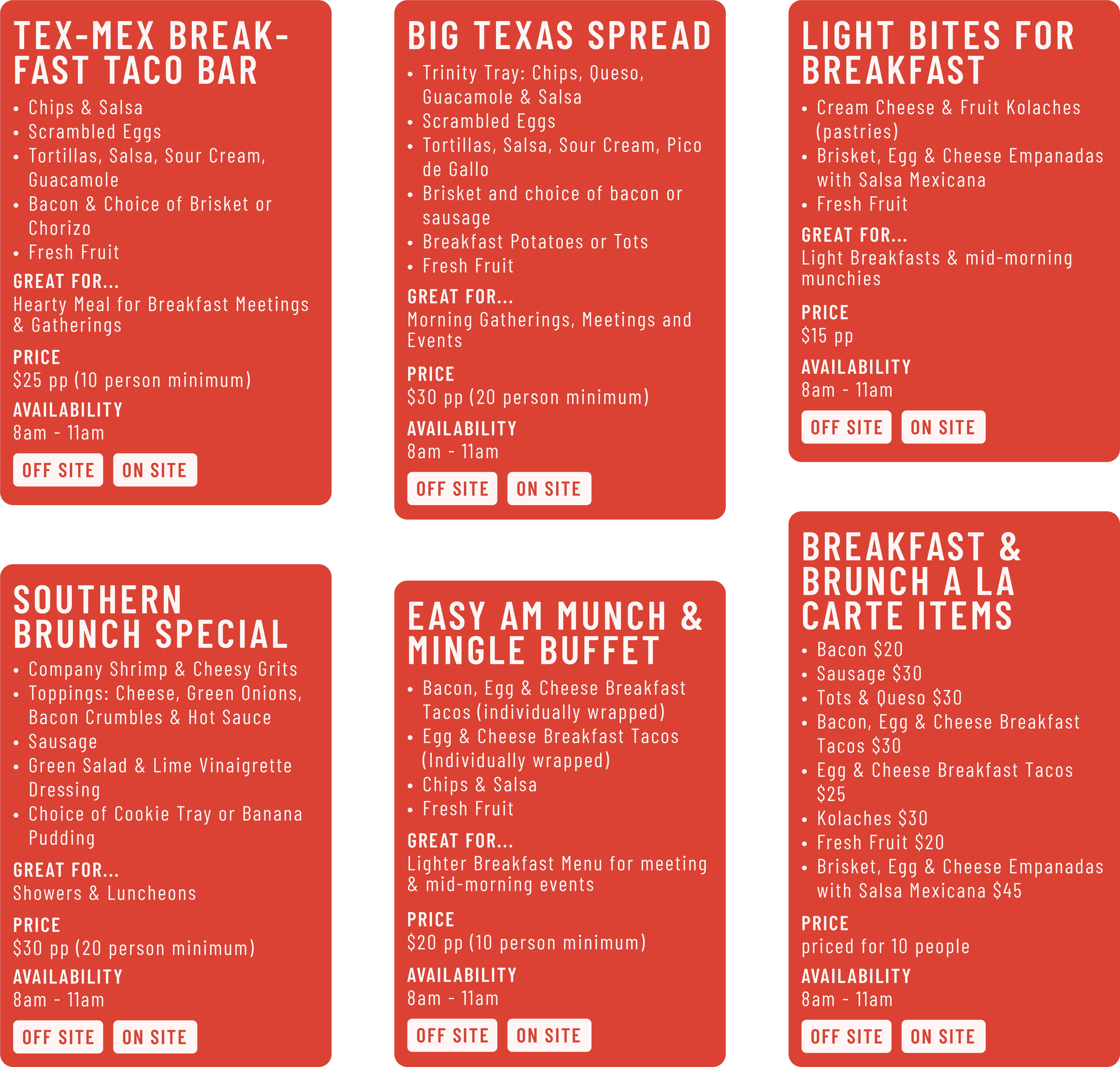 Breakfast catering spread with eggs, pastries, and sides from Yallsome in Winston-Salem